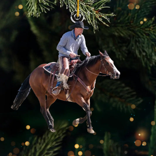 Custom Photo Riding Horse - Personalized Acrylic Ornament- Christmas, Birthday Gifts For Besties, Sisters, BFF, Family