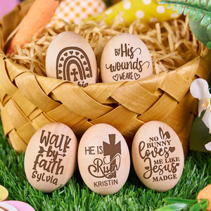 Personalized Engraved Easter Eggs Custom Easter Basket Fillers Wooden Egg Shaker Baby First Easter Table Centerpiece Decor Memory Keepsakes