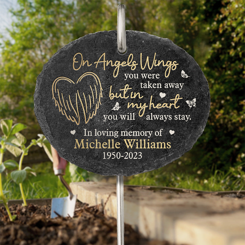 In My Heart You'll Always Stay - Personalized Slate Plaque - Sympathy Gift For Family Members, Memorial Gift