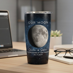 Our Moon Couple Moon Phase - Personalized Tumbler - Anniversary Gift For Him Gift For Her