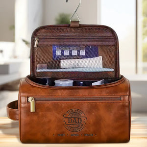 The Man The Myth The Legend - Personalized Leather Toiletry Bag - Gift For Dad, Grandpa, Father's Day Gift