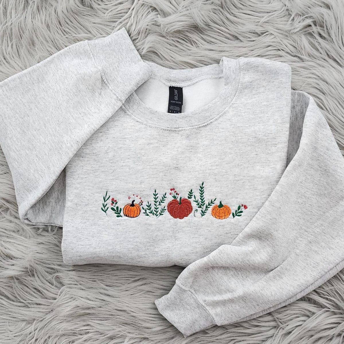 Enchanted Fall Pumpkins Embroidered Crewneck - Pumpkin Patch Crewneck - Autumn Style- Pumpkin Forest