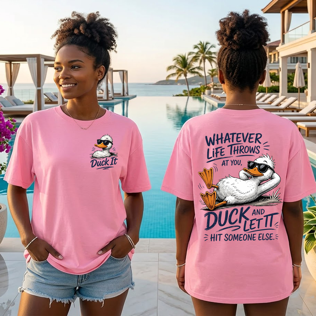Whatever Life Throws at You – Duck It - Funny Pun Graphic Tee