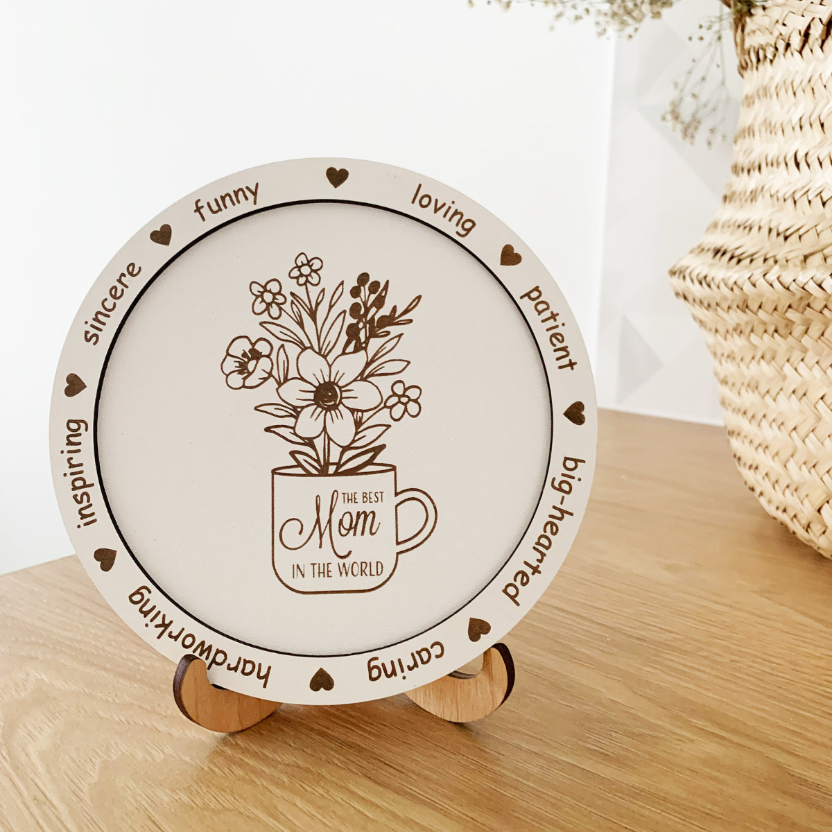 Happy Mother's Day Flower Vase - Personalized Wooden Plaque - Gift For Mom, Mother's Day, Birthday Gift