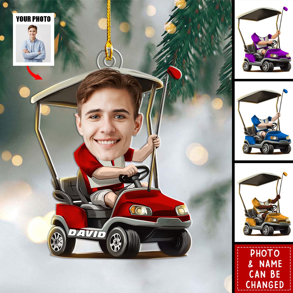 Custom Face Golfer - Personalized Acrylic Ornament - Christmas Gift For Golf Player, Golf Lovers