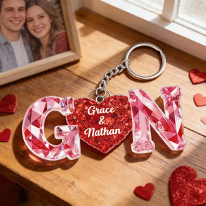 Couple Love Initial - Personalized Acrylic Keychain - Heartfelt Anniversary, Valentine's Day Gift For Couple