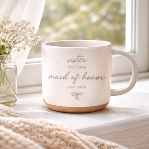 Personalized Bridesmaid Engraved Mug, Maid of Honor Gift, Wedding for Sister, MOH Pottery Mug, Bridesmaid Favors, Engagement Proposal Gift