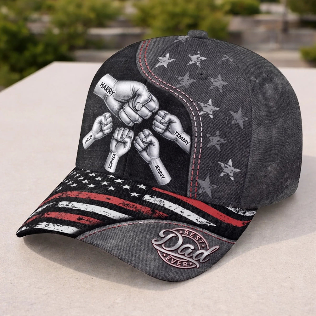 Best Dad Ever Steel Fist Bumps - Personalized Classic Cap - Gift For Dad Grandpa, Father's Day Gift