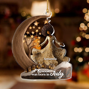 A Beautiful Queen Was Born - Personalized Acrylic Ornament - Christmas Gift For Black Sistas, Sisters, Friends