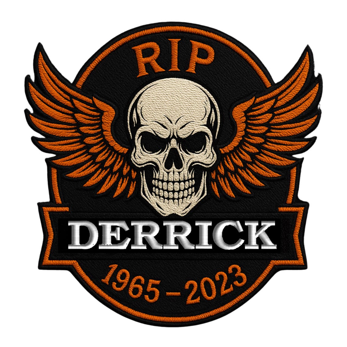Custom Embroidered Iron On Memorial Biker Name Patch, In Memory RIP Shield