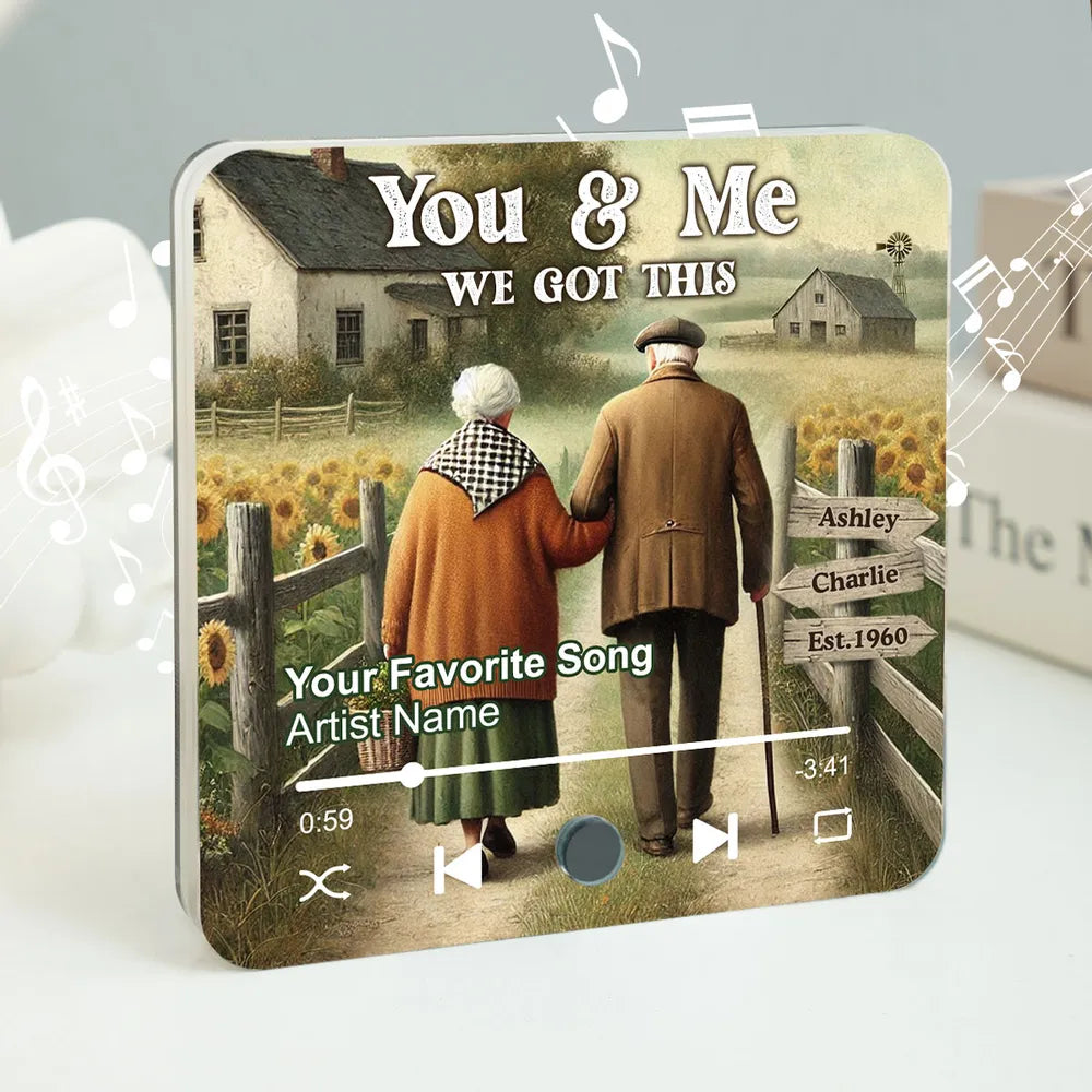 Growing Old Together Old Couple - Personalized Music Fridge Magnet - Gift For Couple, Anniversary Gift For Couple, For Him, For Her