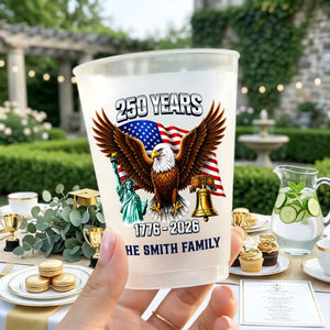 Proud American Roots - Personalized Frosted Cups - America 250th Anniversary Gifts For Family
