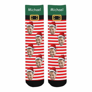 Custom Face with Christmas Hats - Personalized All Over Printed Socks - Christmas Gift For Family