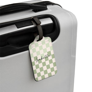 Custom Checkerboard Pattern Luggage Tag, Personalized Travel Bag Tag with Name, Unique Gift For Travellers