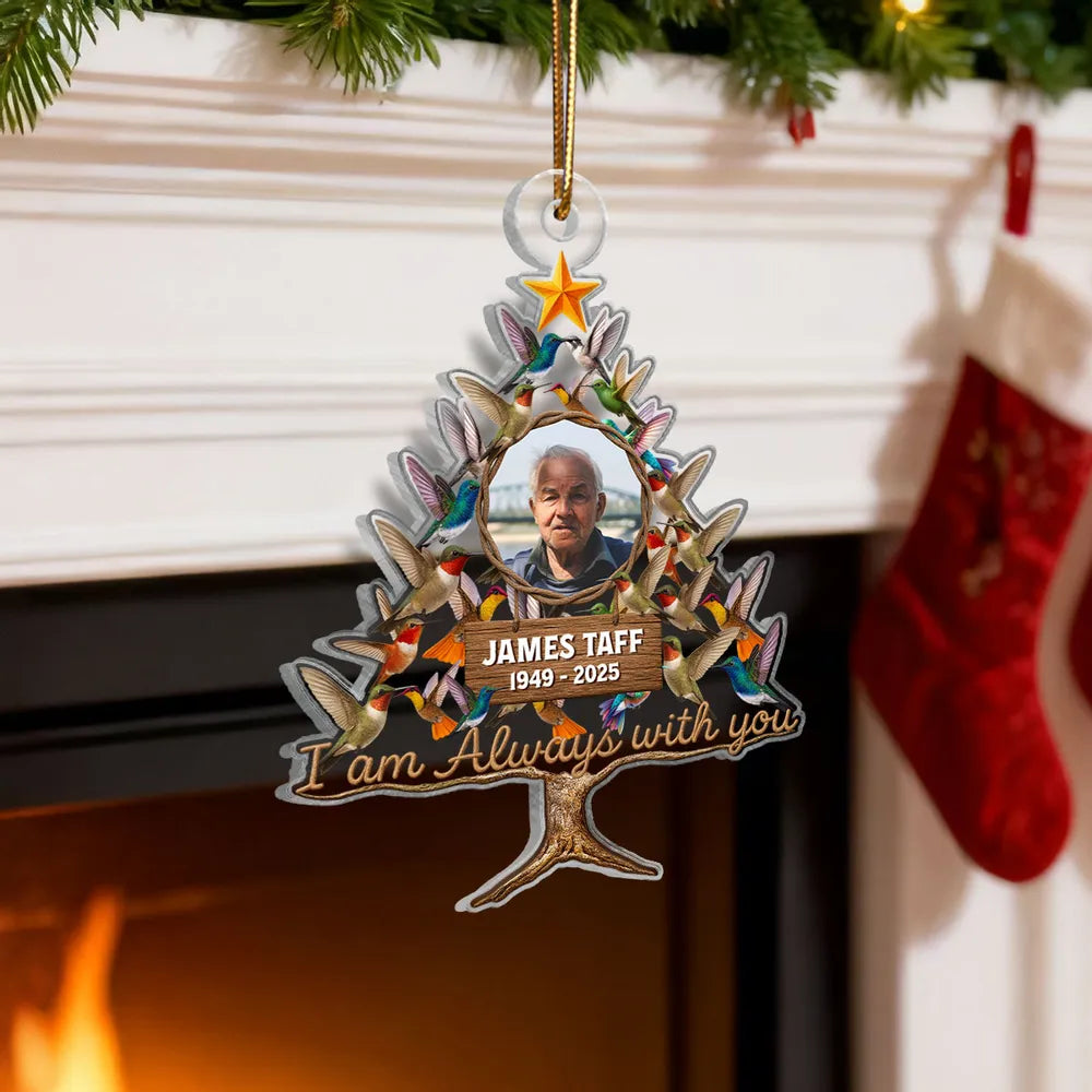 Humming Bird Christmas Tree Custom Photo Memorial - Personalized Acrylic Ornament - Christmas Memorial Gift