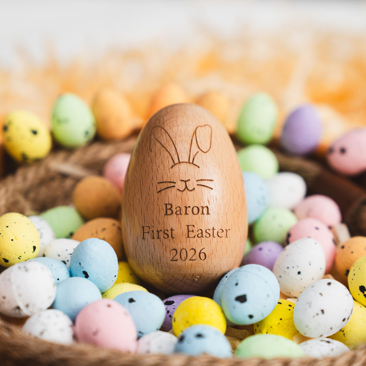 Personalized Musical Wooden Easter Egg Shakers, Custom Wooden Easter Egg, Engraved Egg Shaker Kids, Easter Gifts, Baby First Easter