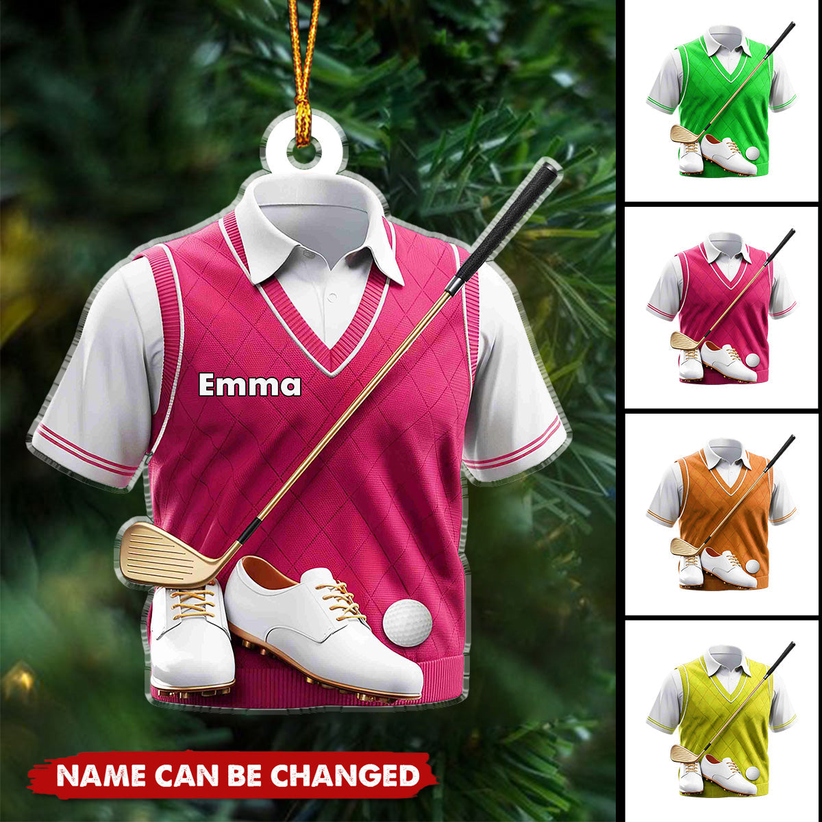 Personalized Golf Ornament, Custom Golf Cart Shape Christmas Ornament, Gifts For Golf Lovers, Family Member