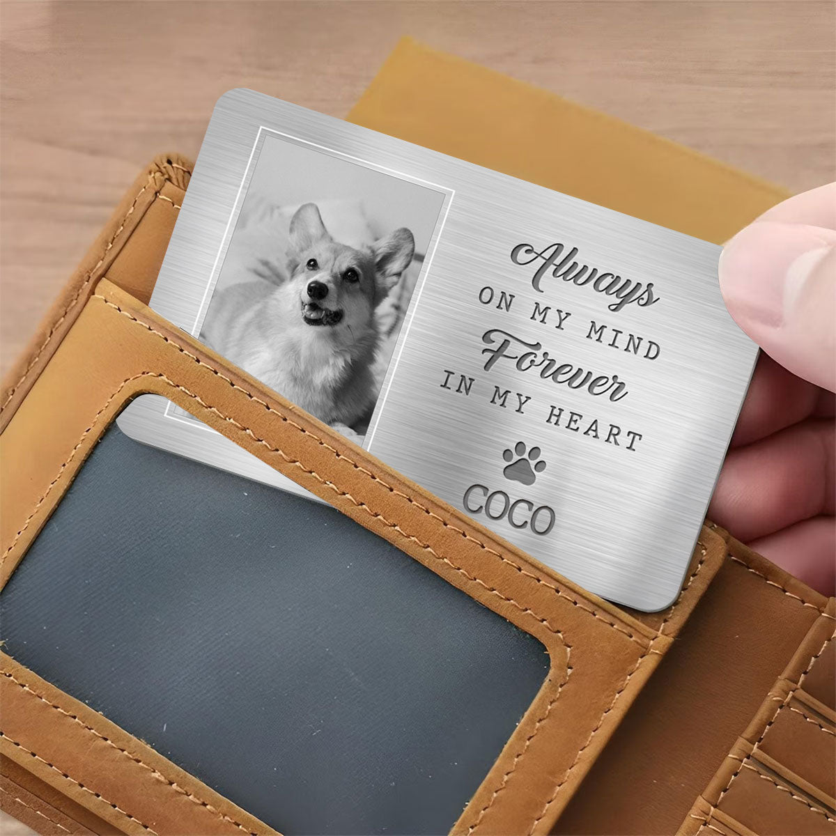 Custom Photo Aluminum Wallet Card - Personalized Pet Memorial Sympathy Gifts For Dogs, Cats