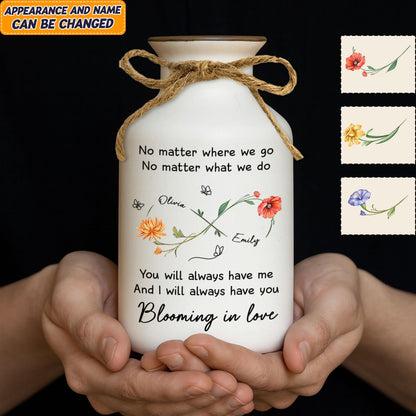 Blooming In Love, Personalized Couple Flower Vase, Custom Name Blooming in Love Vase, Romantic Anniversary Gift, Wedding Keepsake, Valentine s Day Gift