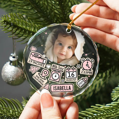 Custom Photo Baby First Christmas - Personalized Crystal Ornament - Gift For Baby, First Christmas Gift