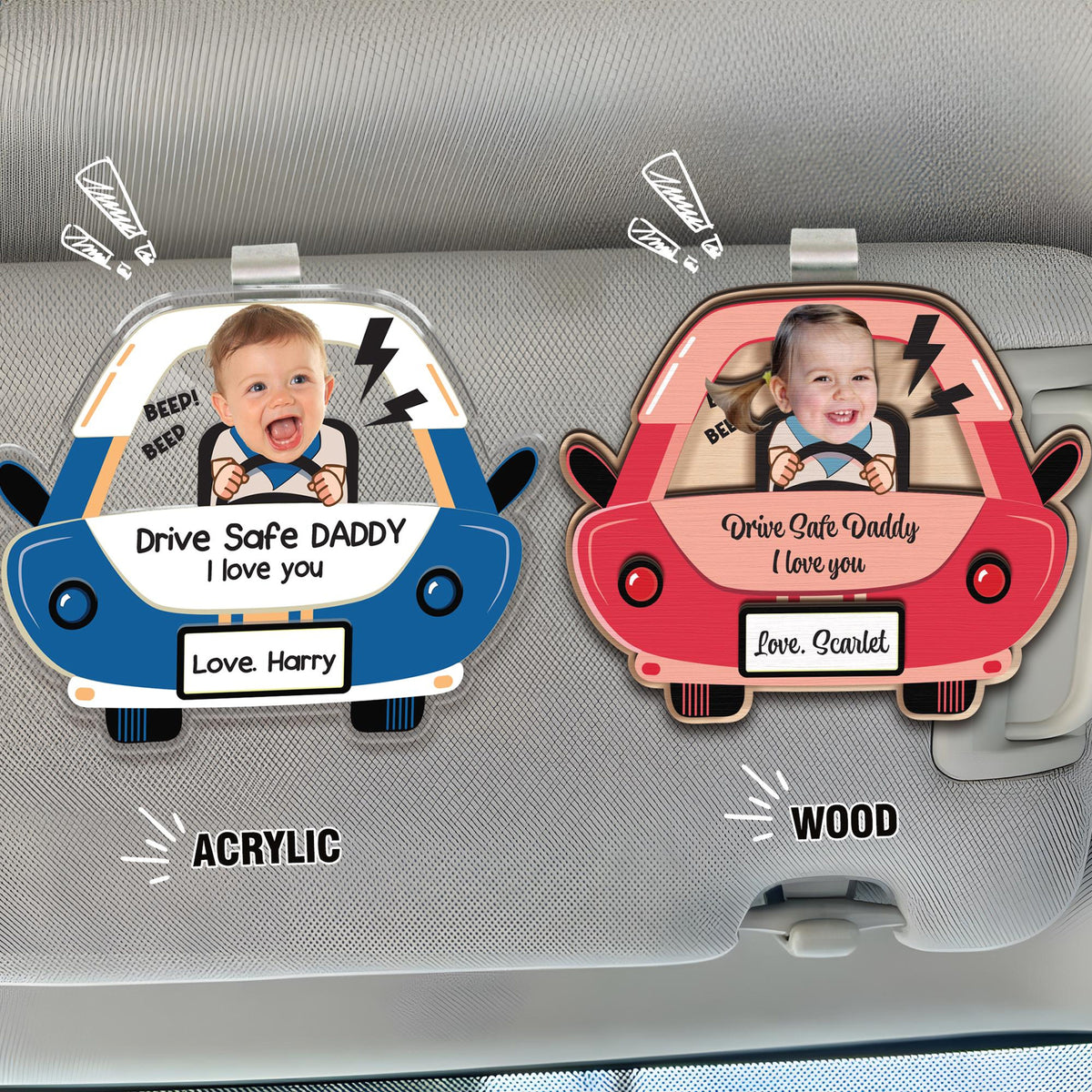 Drive Safe Daddy Gift, Custom Car Visor Clip Photo, Dad Car Visor Clip, New Dad from Baby, 1st Time Dad Gift from Wife, Father's Day Gift