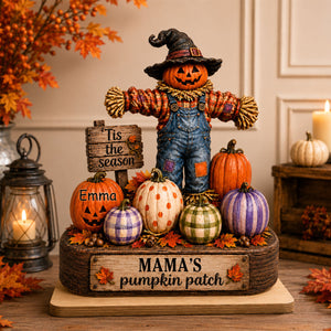 Grandma's Pumpkin Patch Scarecrow - Personalized 2-Layered Wooden Plaque - Halloween Fall Decor for Her