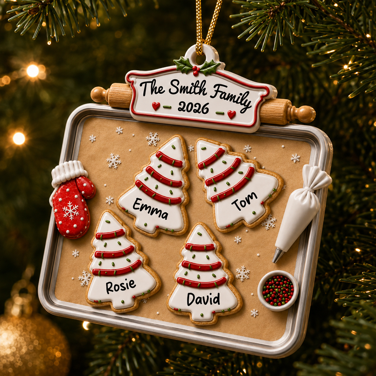 Joy Feels Like Family - Family Ornament - Real 3D Raised Ornament