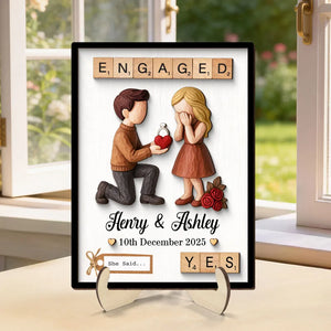 Couple Engagement Proposal - Personalized Wooden Plaque - Heartfelt Gift for Her, for Him