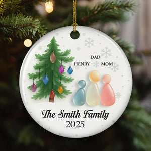 Sea Glass Family With Christmas Tree - Personalized Ornament - Christmas Gift For Family