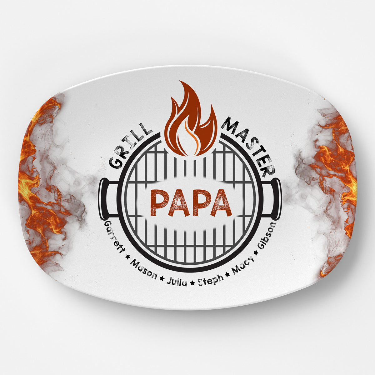 Grandpa BBQ Grilling Personalized Platter, Custom Birthday, Father's Day Gift, Grill Master Grandpa Smoke Dad Papa Black Stone