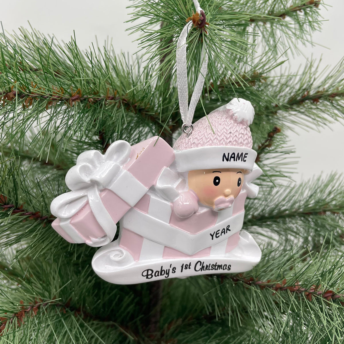 Personalized Baby Girl Boy in Present Ornament, Baby's First Christmas Ornament, Perfect Gift for Baby/Kid Custom Ornament, Christmas Ornament