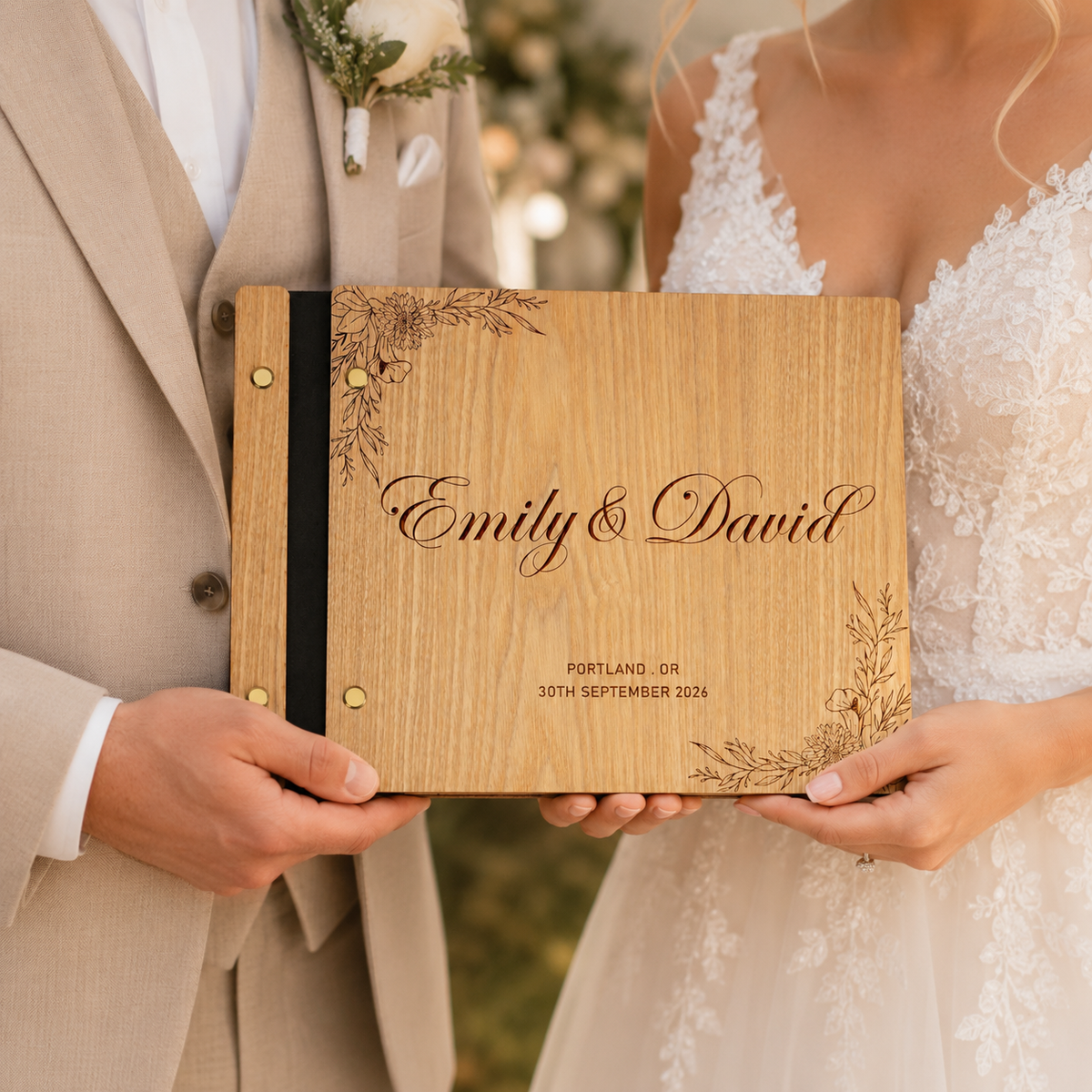 Personalized Wooden Wedding Guest Book, Custom Sign Book for Reception, Guestbook Photo Album, Wedding Keepsake, Memory Album