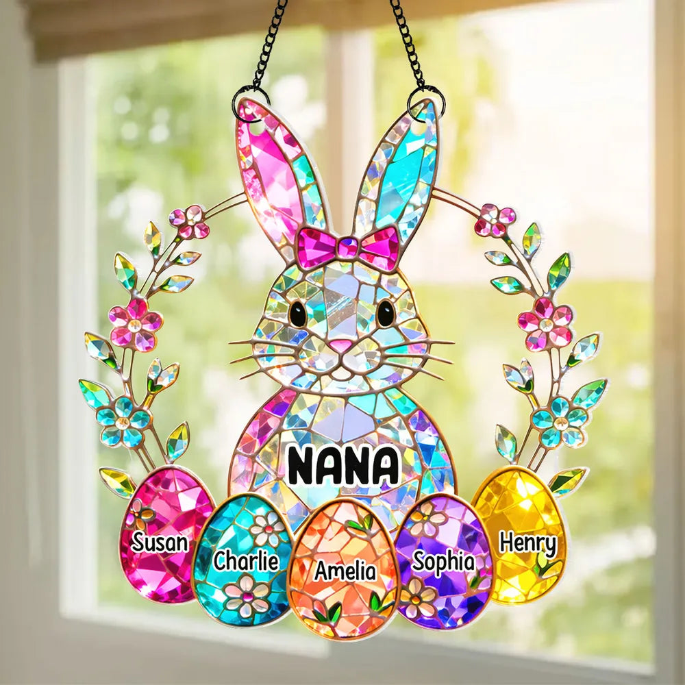 Bunny Grandma Easter Gift - Personalized Acrylic Suncatcher Ornament - Easter Decor for Grandma, Mother's Day Gift for Grandma, Mom, Wife