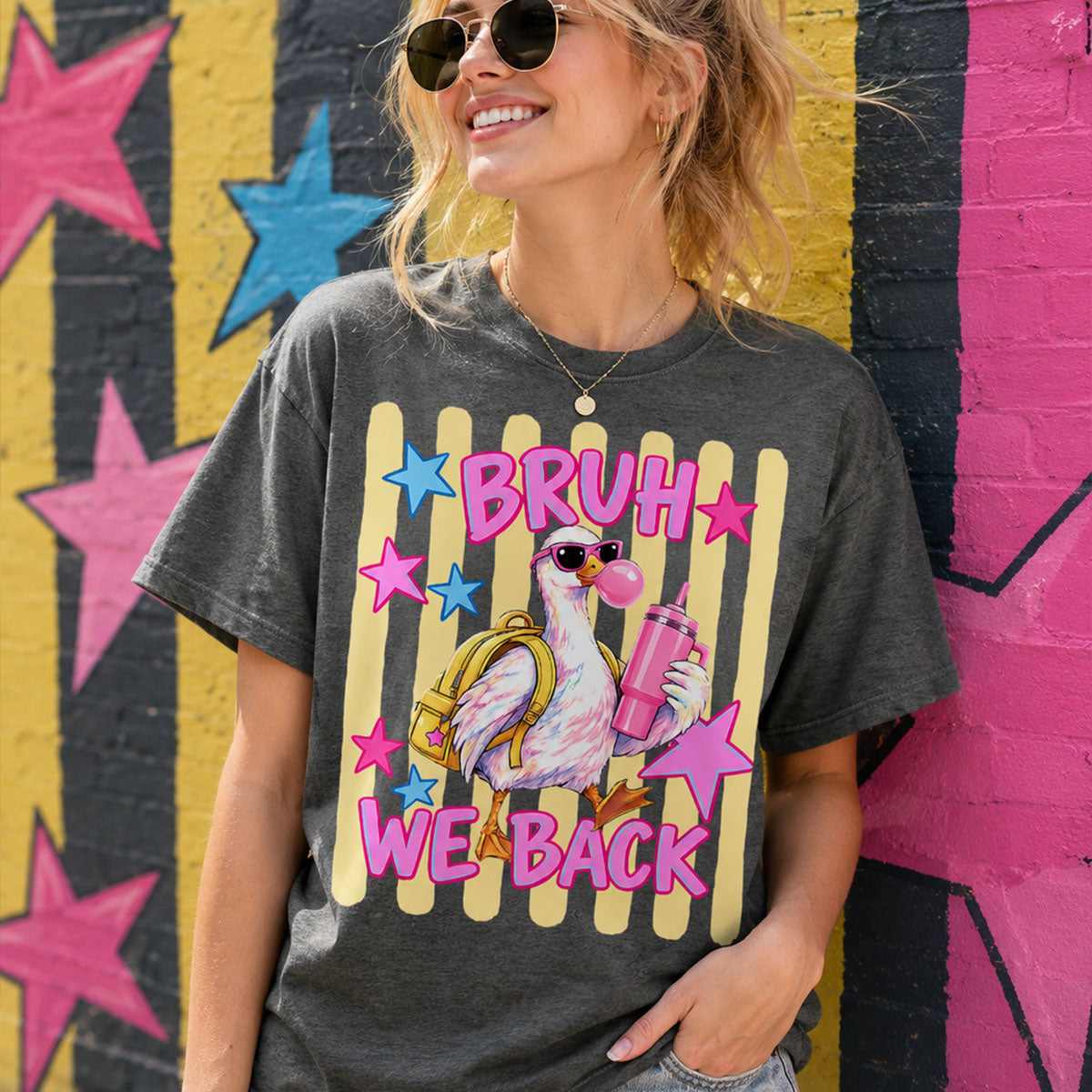 Bruh We Back Goose , Back To School Goose T-shirt