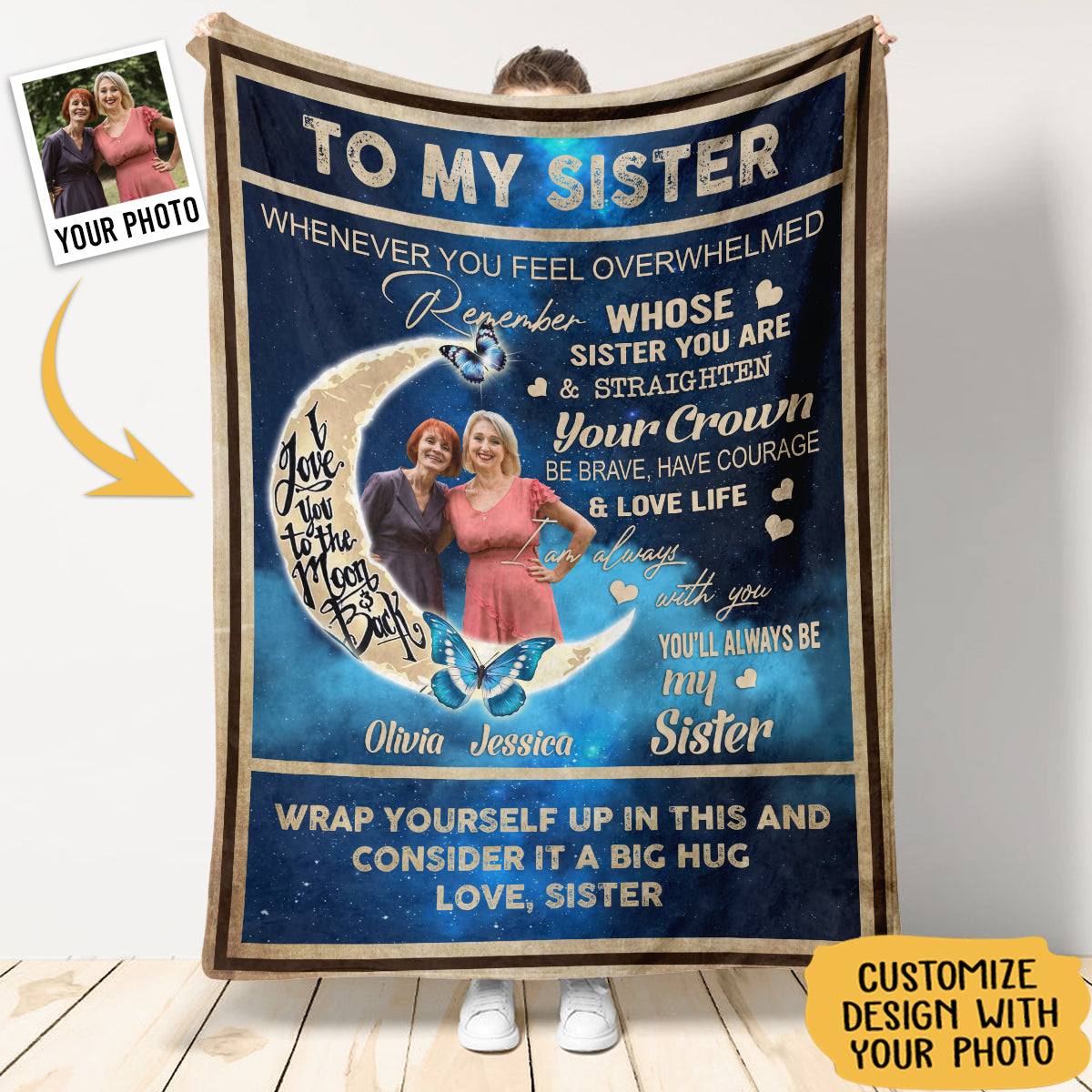 Gift For Sister Sister Blanket, To My Sister You Always Be My Sister Butterfly Live Preview