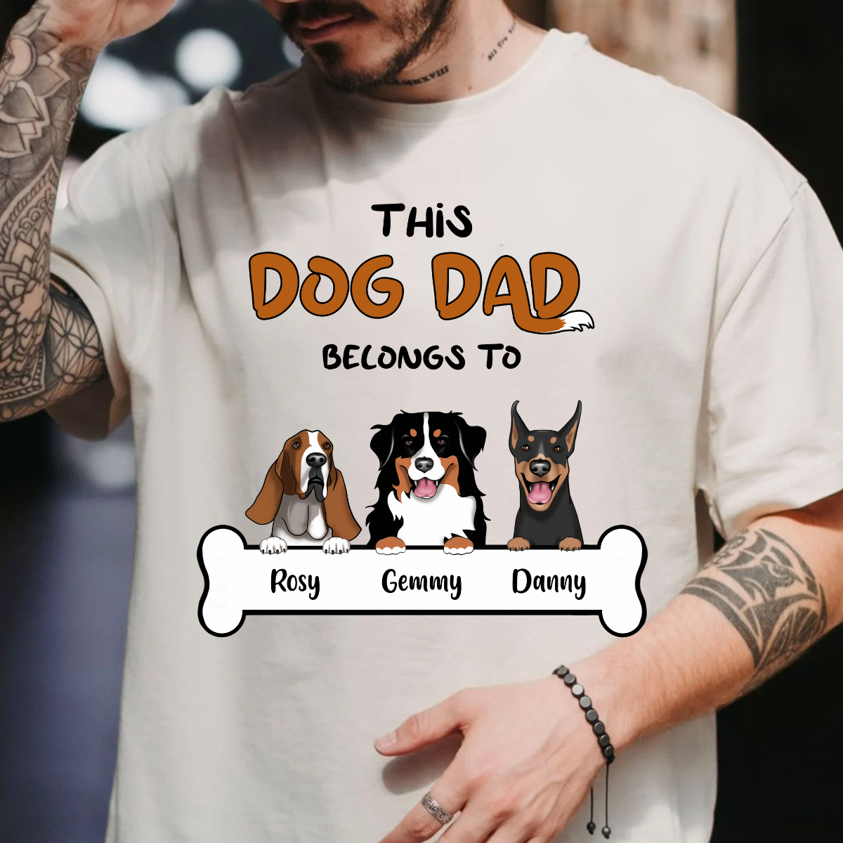 This Dog Dad Belongs To Personalised Tshirt For Dog Lovers Custom Gift For Dog Dad Father's Day Gift