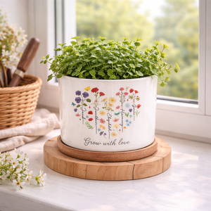 Personalized Birth Month Flower Plant Pot, Custom Flower Vase, Gift for Planter Lovers, Outdoor Flower Pot, Mothers Day Gift, Grandma Garden