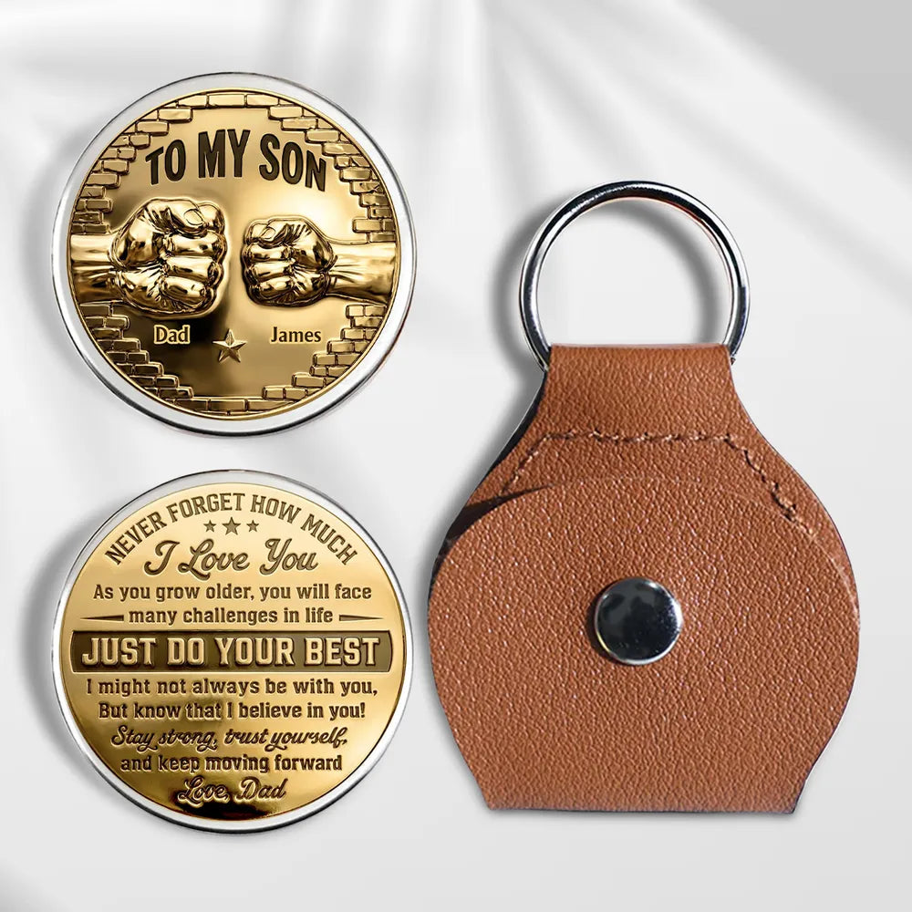 To My Son I Believe In You Gold Version - Personalized Pocket Hug - Gift For Son