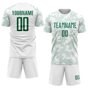 Custom White Kelly Green Sublimation Soccer Uniform Jersey