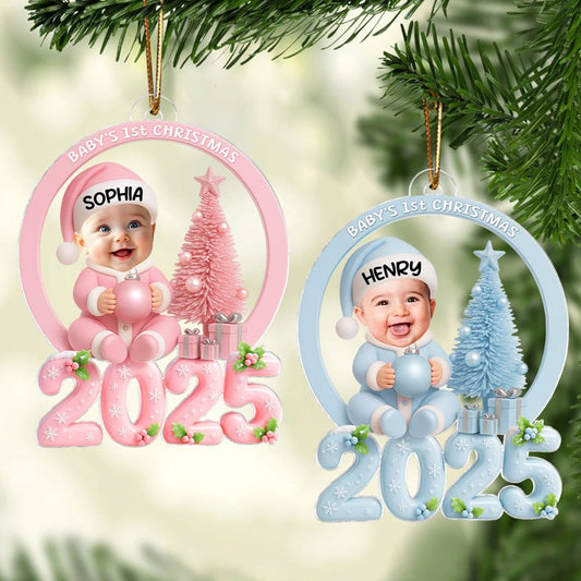 Baby Photo Christmas Tree 2025 - Personalized Acrylic Ornament - Unique Christmas Gift For New Parents, Newborn Keepsake