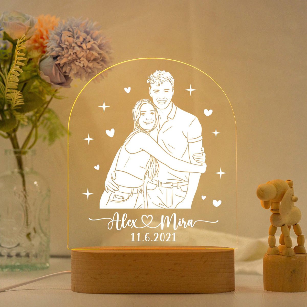 Personalized Couple Night Light, Photo Couple Night Lamp, Valentine Couple Gifts, Valentine's Day Gift, Engagement Night Lamp, Wedding Gifts