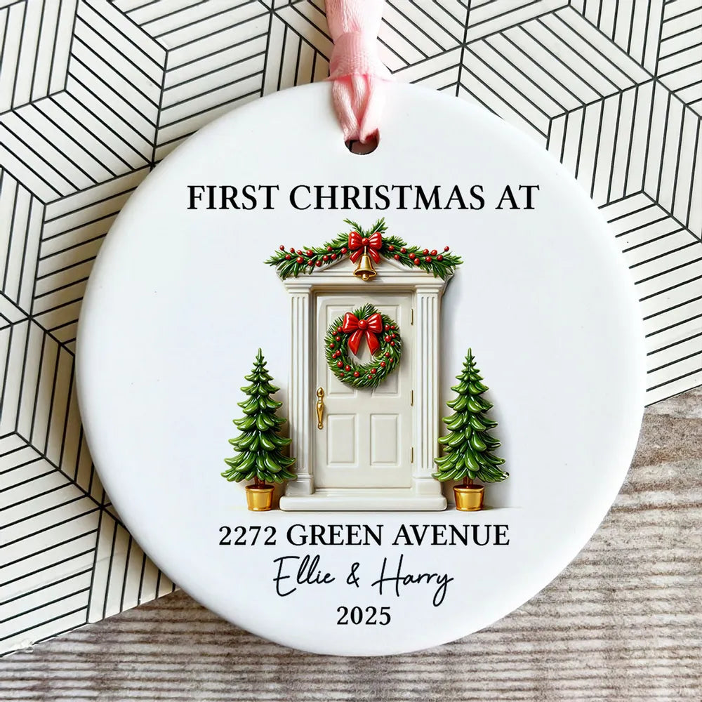 First Christmas New Home 3D Effect - Personalized Ceramic Ornament - New Home Decor Christmas Gift