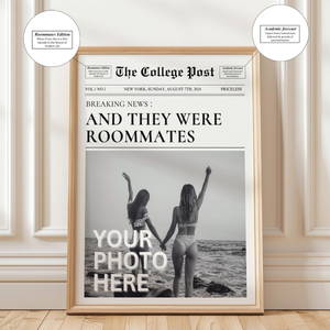 Custom Newspaper Print, Personalized New York Times Wall Art, Retro Magazine Headline, Roommate Decor, Girl Dorm Room Decor
