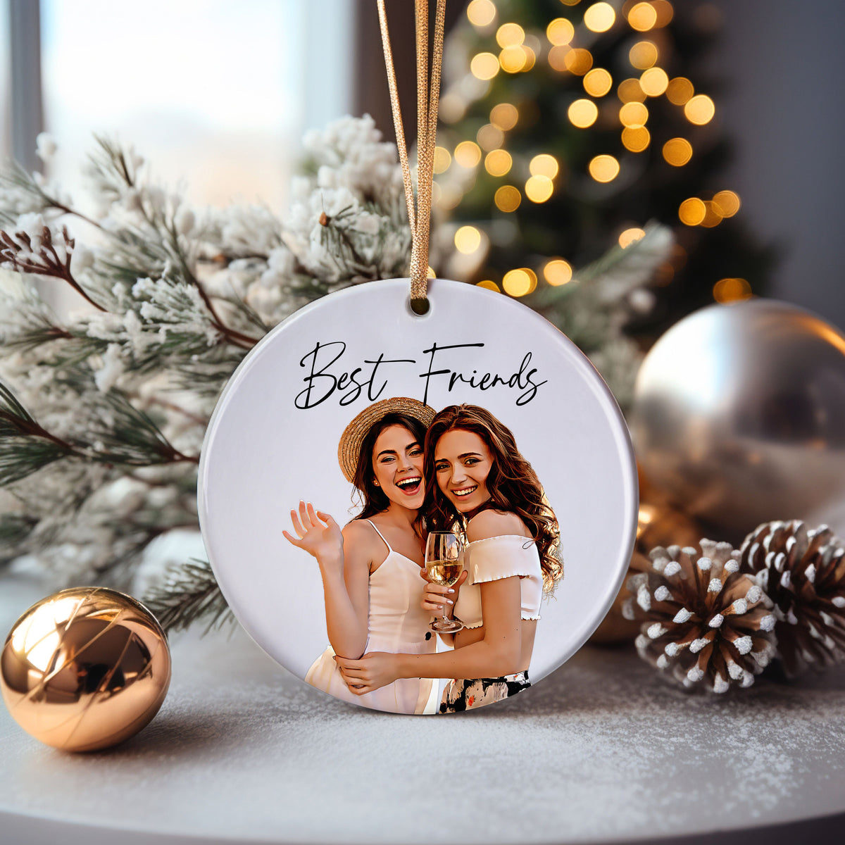 Best Friends Custom Photo - Personalized Ornament - Christmas Gift For Friends, Sister, Bestie
