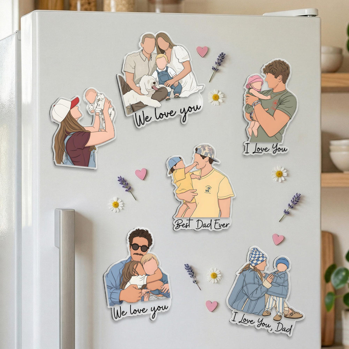 Personalized Dad Photo Magnet, Custom Faceless Portrait Fridge Magnet, Gift for Dad, Fathers Day Gift, Gift from Kids