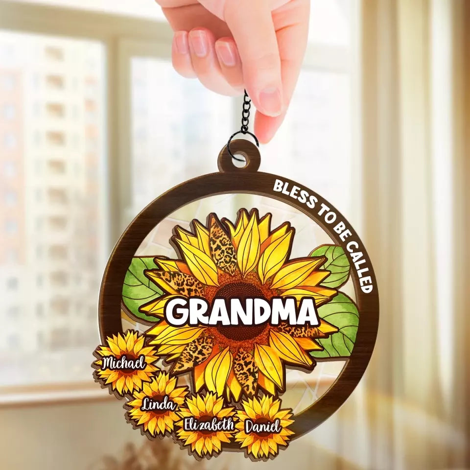 Happiness Is Being A Grandma - Personalized Suncatcher Ornament - Gift For Grandma, Mother's Day, Birthday Gift