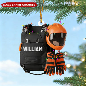 Skydiving Backpack Personalized Christmas Acrylic Ornament
