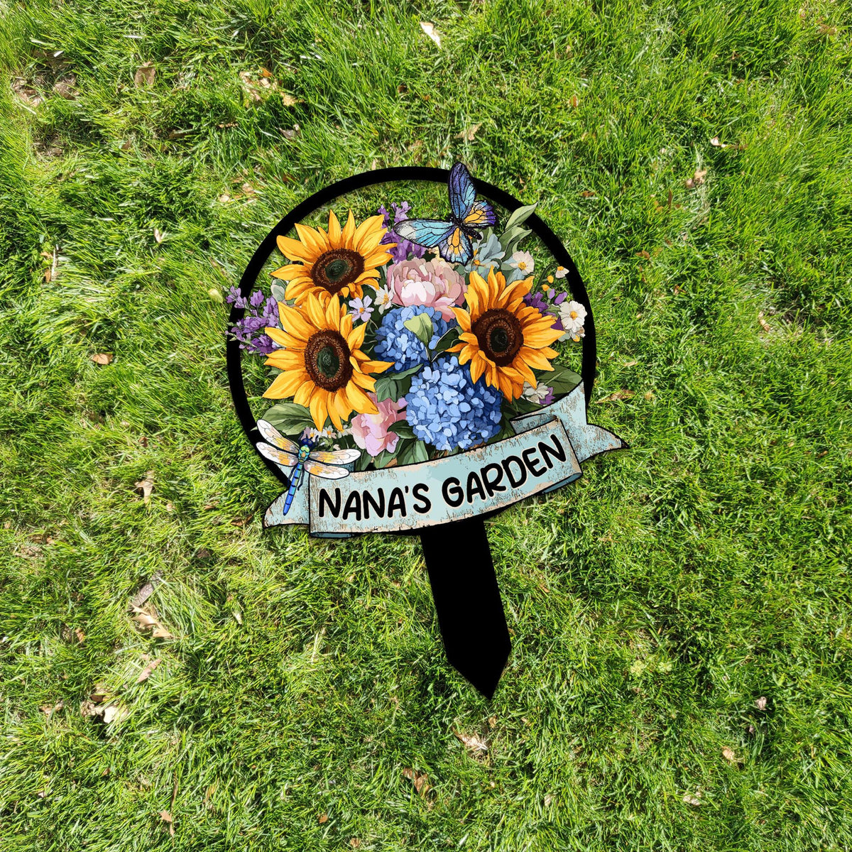 Nana's Garden Sunflower & Butterfly - Personalized Cut Metal Sign - Gift For Grandma, Gardening Gift