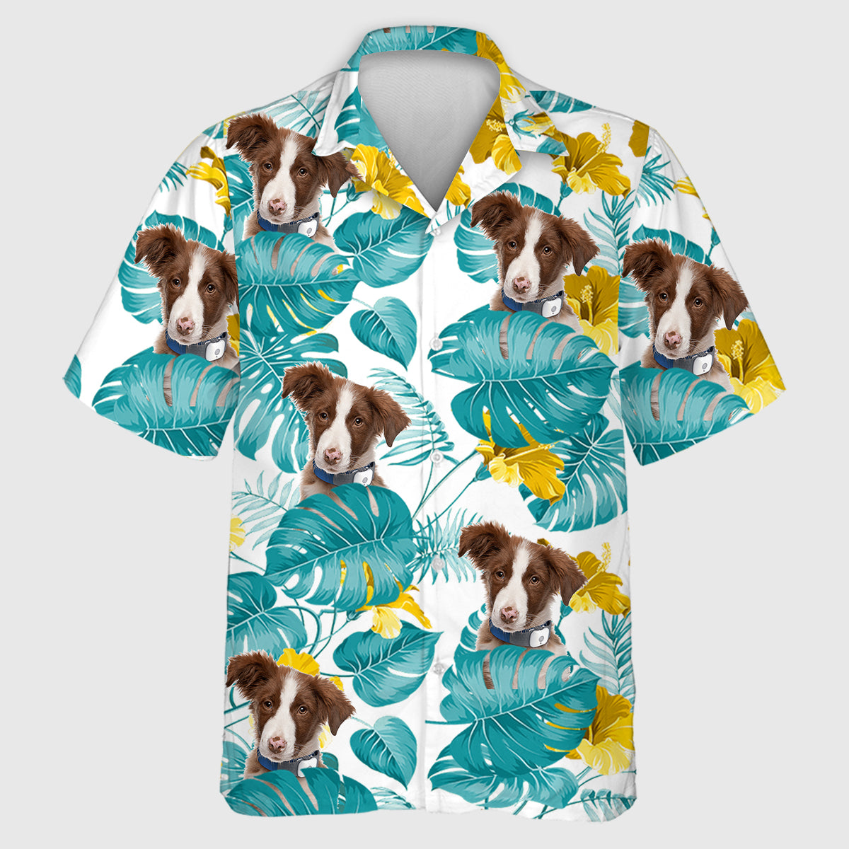 Personalized Photo Upload Dog Men's Hawaiian Shirt, Personalized Dog Face Shirt, Personalized Hawaiian Shirt, Hawaiian Aloha Shirt