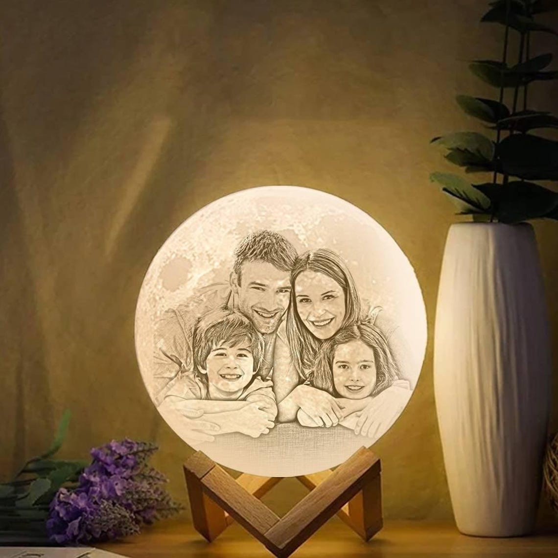 Custom Photo Moon Lamp Personalized 3D Engraved Lunar Night Light